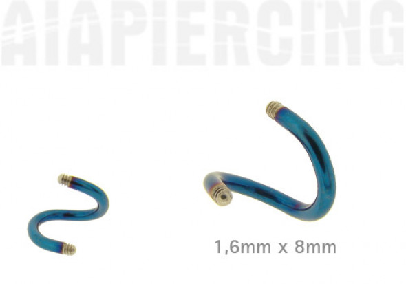 Piercing accessoire spirale 1,6x8mm bleue