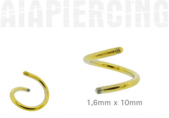 Piercing accessoire spirale 1,6x10mm jaune