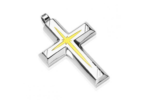 Pendentif croix et étoile or