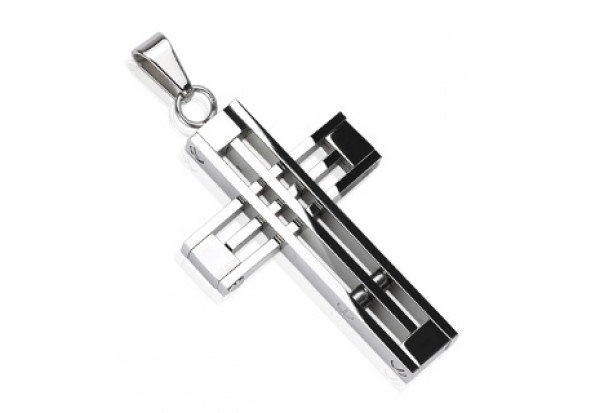 Pendentif croix en acier 