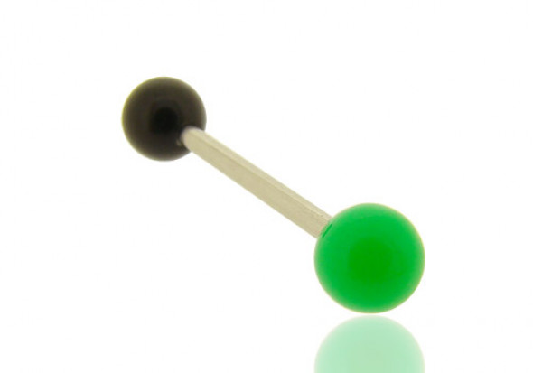 Piercing langue bicolore vert foncé et noir