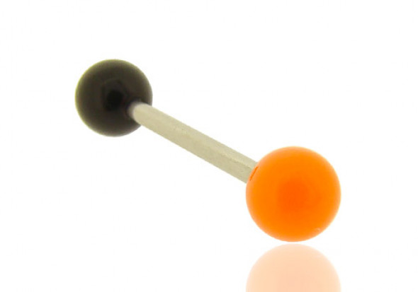 Piercing langue bicolore orange et noir