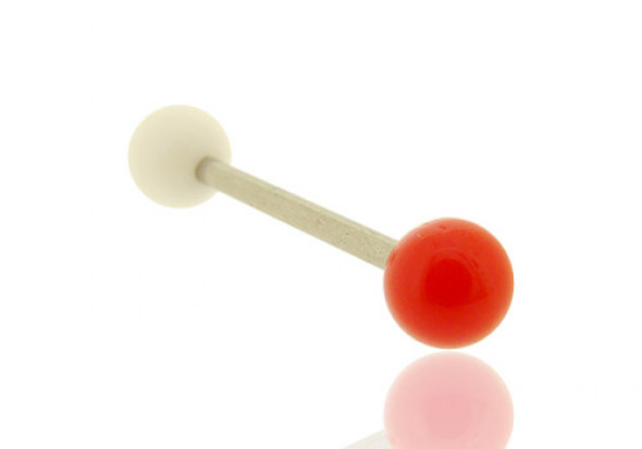 Piercing barbell bicolore blanc et rouge