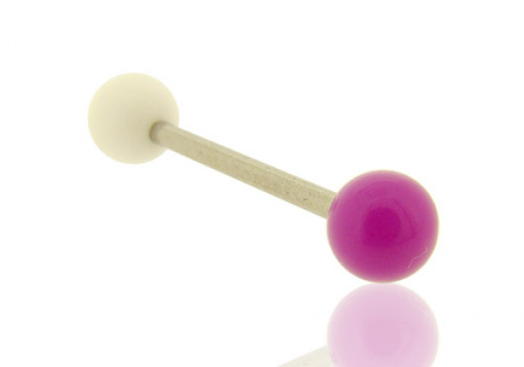 Piercing barbell bicolore blanc et violet