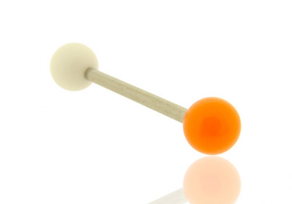 Piercing barre droite bicolore blanc et orange