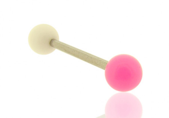 Piercing barbell bicolore blanc et rose