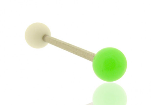 Piercing langue bicolore blanc et vert