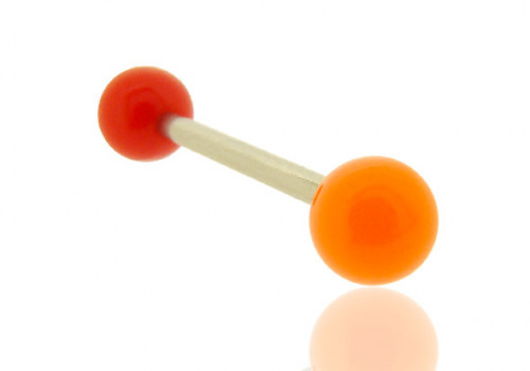 Piercing barre droite bicolore rouge et orange