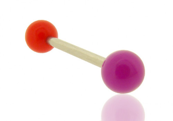 Piercing barbell bicolore rouge et violet