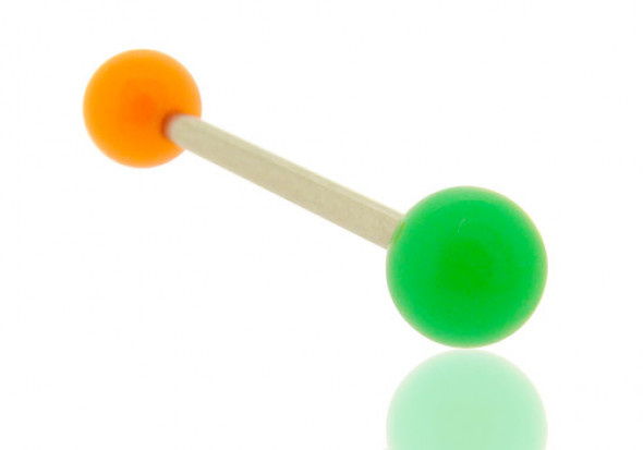 Piercing langue bicolore orange et vert foncé