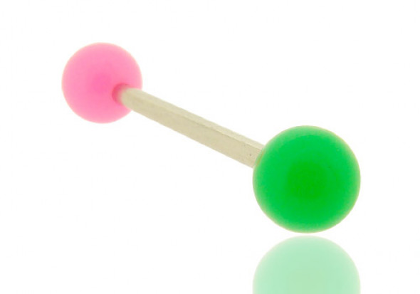 Piercing langue bicolore rose et vert foncé