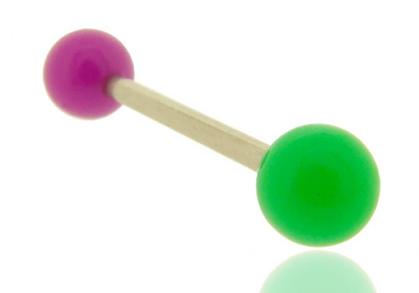 Piercing barbell bicolore vert foncé et violet 