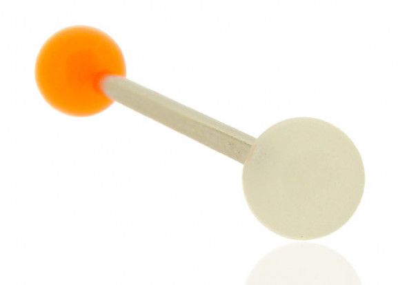 Piercing langue bicolore orange et blanc