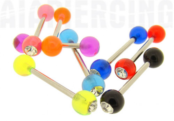 Piercing barbell acrylique et strass