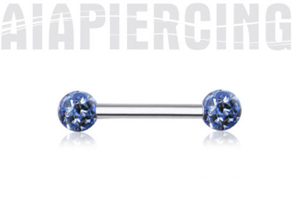 PIERCING BARBELL SWAROVSKI BLEU CLAIR