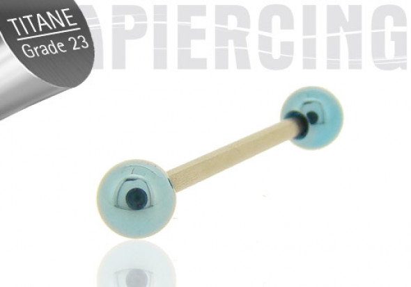 Piercing langue titane bleu clair 6mm