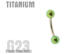 Piercing banane titane Bille verte 4mm