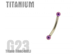 Piercing banane titane Billes violettes 2mm