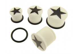 Piercing DESTOCKAGE Plug blanc étoile noire