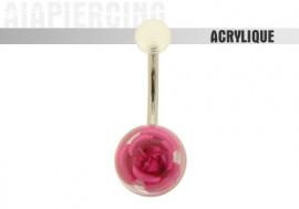 Piercing nombril acrylique rose rose