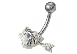 Piercing nombril argent coeur fleché