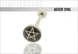 Piercing langue logo pentagramme