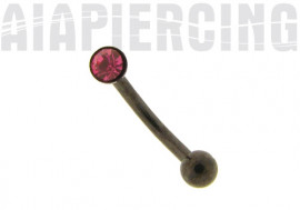 Piercing banane noire coupole fuschia