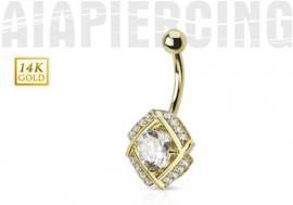 Piercing nombril pierre ronde et diamants CZ