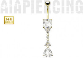 Piercing nombril pierre carrée et pendentif