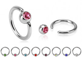 Piercing Anneau BCR cristal jonc 1,6 mm