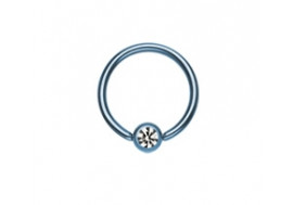 Piercing anneau bleu et strass blanc