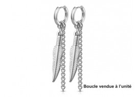 Piercing boucle d'oreille anneau plume acier