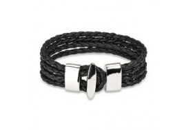 Bracelet cuir noir 4 cordes