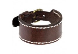 Bracelet large cuir marron homme