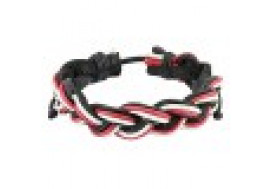 Bracelet homme en cuir noir, rouge et blanc