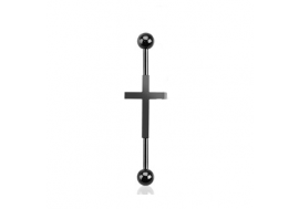 Piercing industriel motif croix plaqué noir