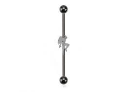 Piercing industriel motif danseuse sexy plaqué noir