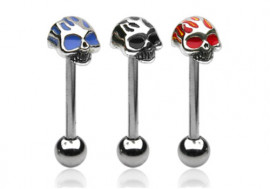 Piercing langue tête de mort coloré