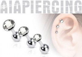 Piercing cartilage pierre sertie blanche