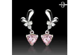 Boucle d'oreille coeur rose