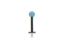 Piercing labret anodisé noir bille bleue