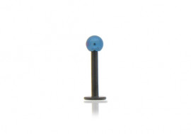 Piercing labret anodisé noir bille bleue foncée