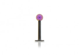 Piercing labret anodisé noir bille violette