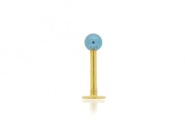 Piercing labret anodisé doré bille bleue