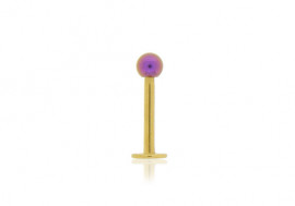 Piercing labret anodisé doré bille violette