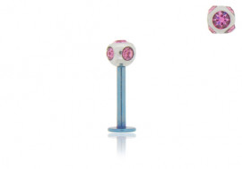 Piercing labret anodisé bleu multi-strass