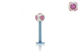 Piercing labret anodisé bleu multi-strass