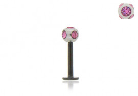 Piercing labret anodisé noir multi-strass