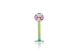 Piercing labret anodisé vert multi-strass