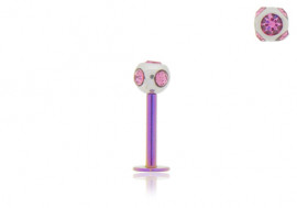 Piercing labret anodisé violet multi-strass